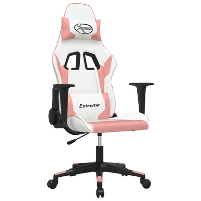 Gaming Chair White and Pink Faux leather, metal, plywood Large
