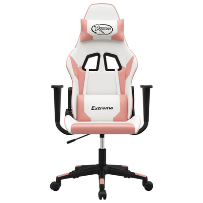 Gaming Chair White and Pink Faux leather, metal, plywood Large
