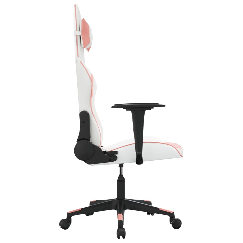Gaming Chair White and Pink Faux leather, metal, plywood Large