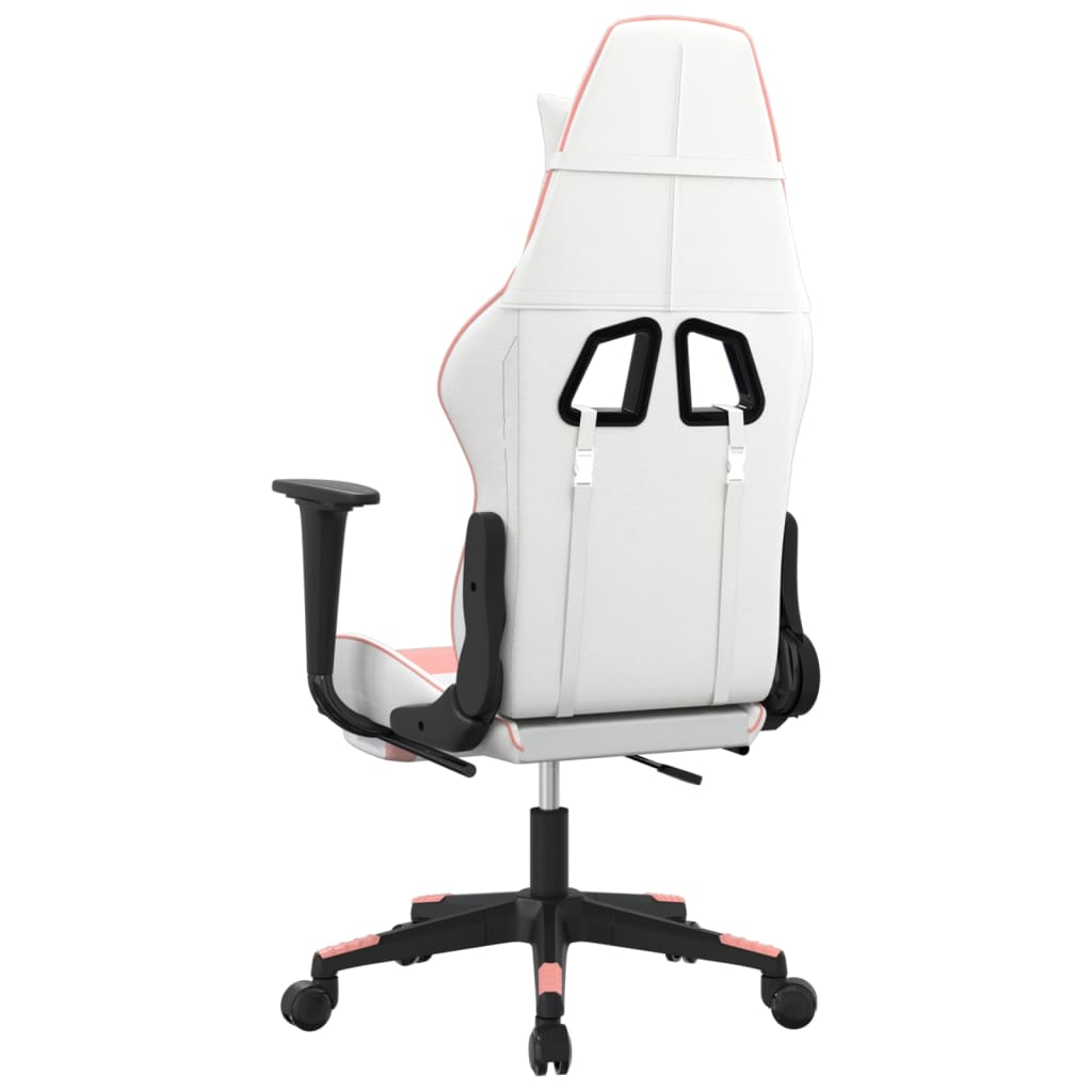 Gaming Chair White and Pink Faux leather, metal, plywood Large