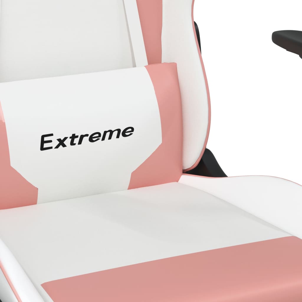 Gaming Chair White and Pink Faux leather, metal, plywood Large