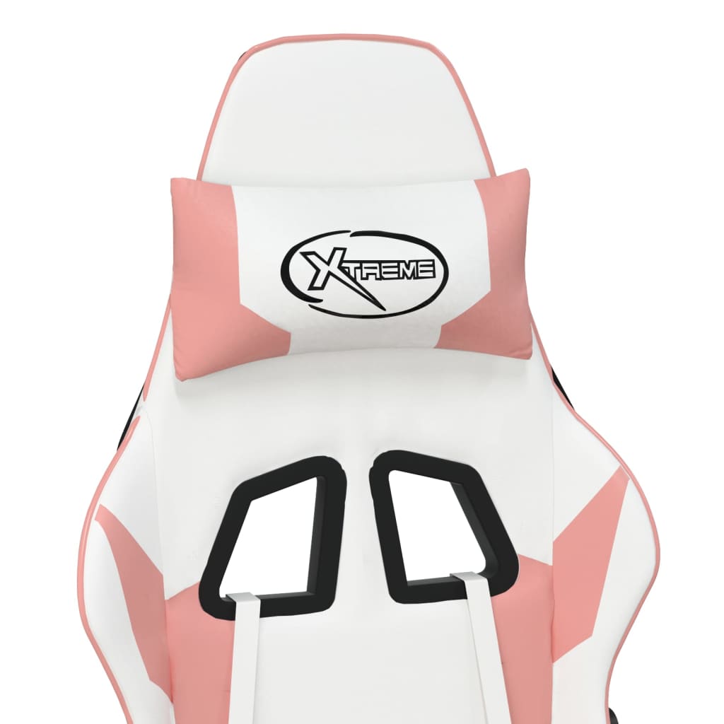 Gaming Chair White and Pink Faux leather, metal, plywood Large