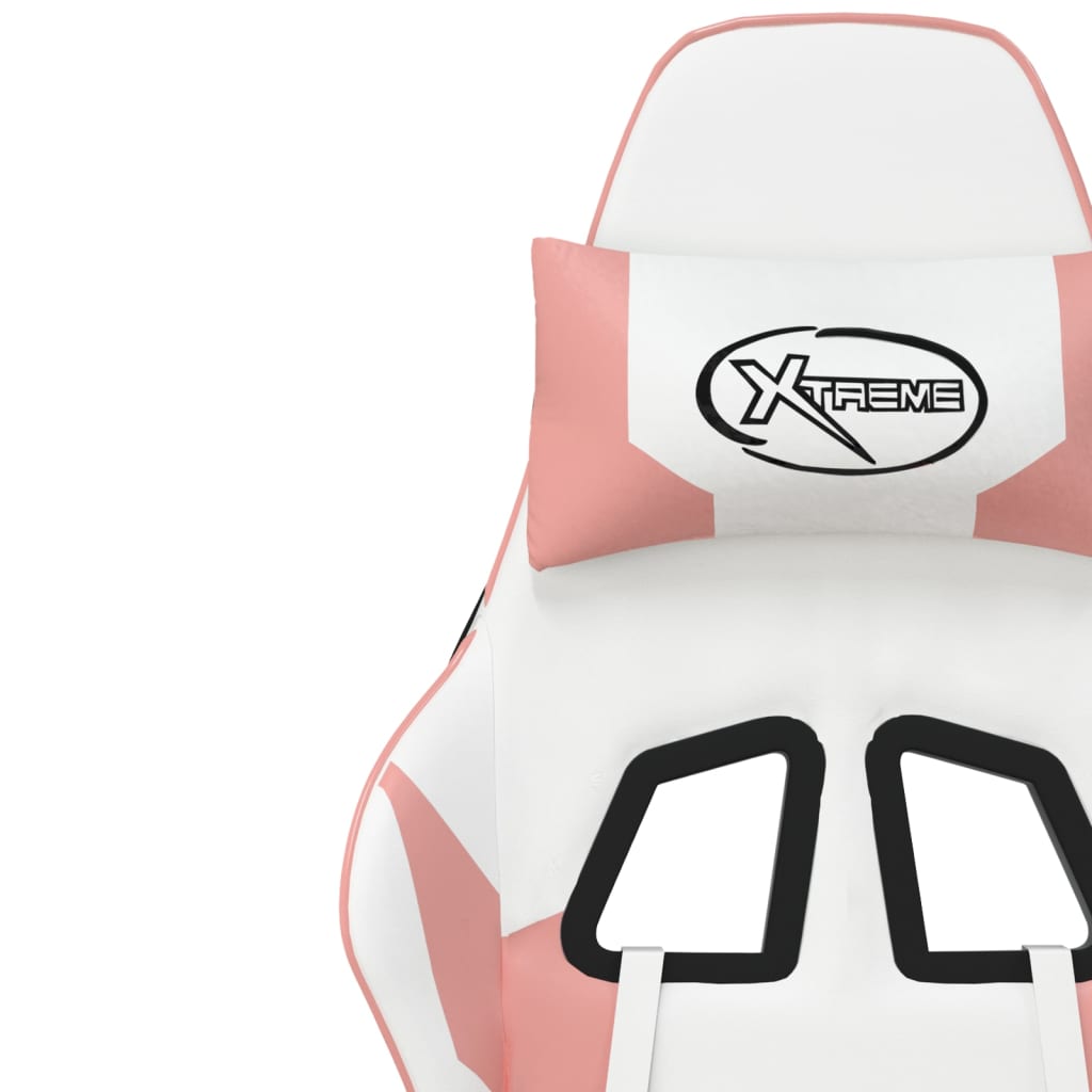 Gaming Chair White and Pink Faux leather, metal, plywood Large