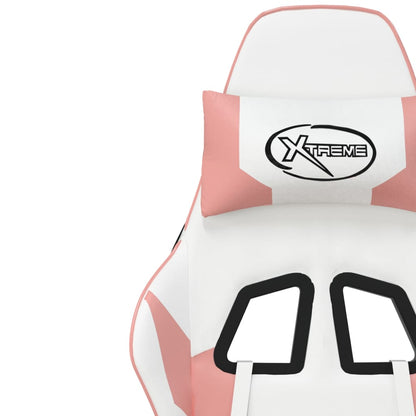 Gaming Chair White and Pink Faux leather, metal, plywood Large