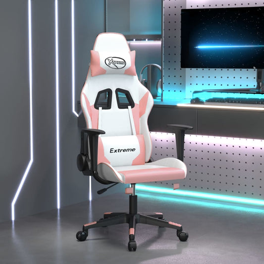 Gaming Chair White and Pink Faux leather, metal, plywood Large