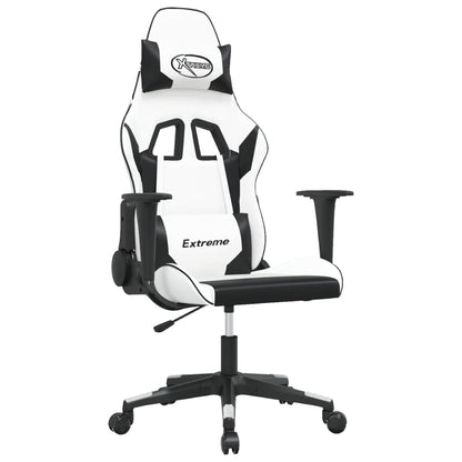 Gaming Chair White and Black Faux leather, Metal, Plywood, Foam