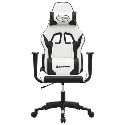 Gaming Chair White and Black Faux leather, Metal, Plywood, Foam
