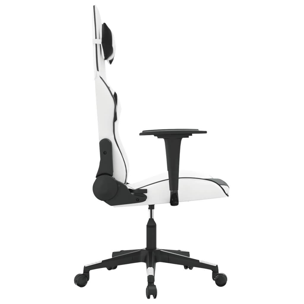 Gaming Chair White and Black Faux leather, Metal, Plywood, Foam