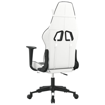 Gaming Chair White and Black Faux leather, Metal, Plywood, Foam