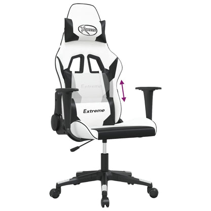 Gaming Chair White and Black Faux leather, Metal, Plywood, Foam