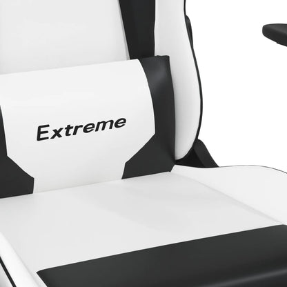 Gaming Chair White and Black Faux leather, Metal, Plywood, Foam