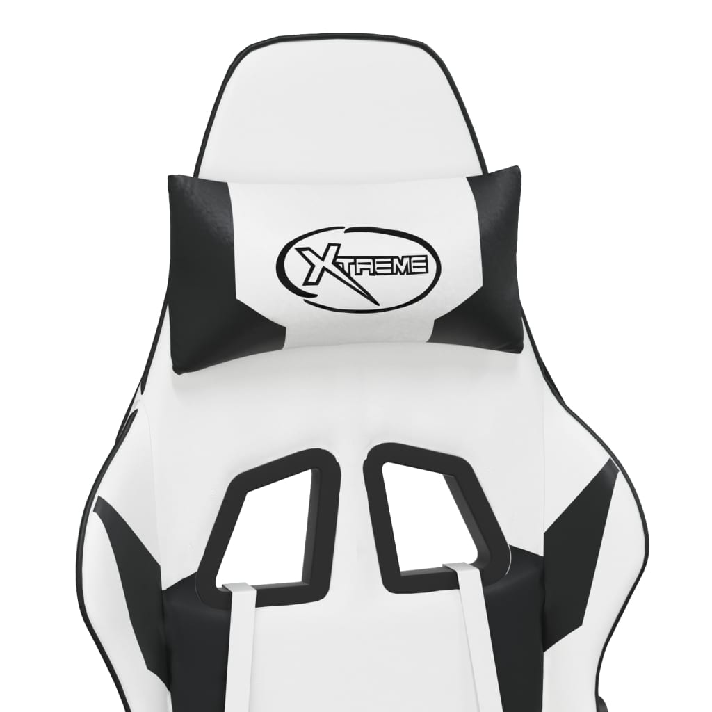 Gaming Chair White and Black Faux leather, Metal, Plywood, Foam