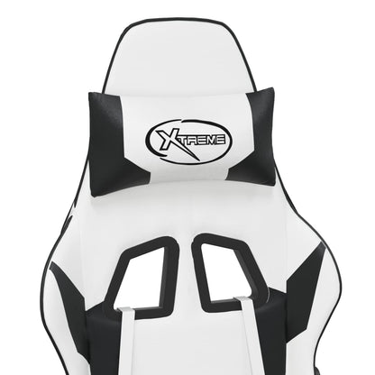 Gaming Chair White and Black Faux leather, Metal, Plywood, Foam