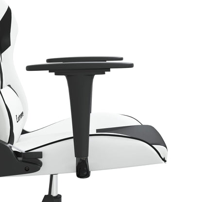 Gaming Chair White and Black Faux leather, Metal, Plywood, Foam