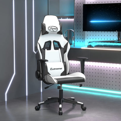 Gaming Chair White and Black Faux leather, Metal, Plywood, Foam