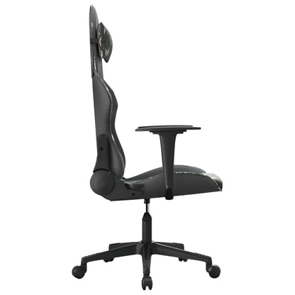 Gaming Chair Black and Camouflage Faux Leather, Metal, Plywood, Foam