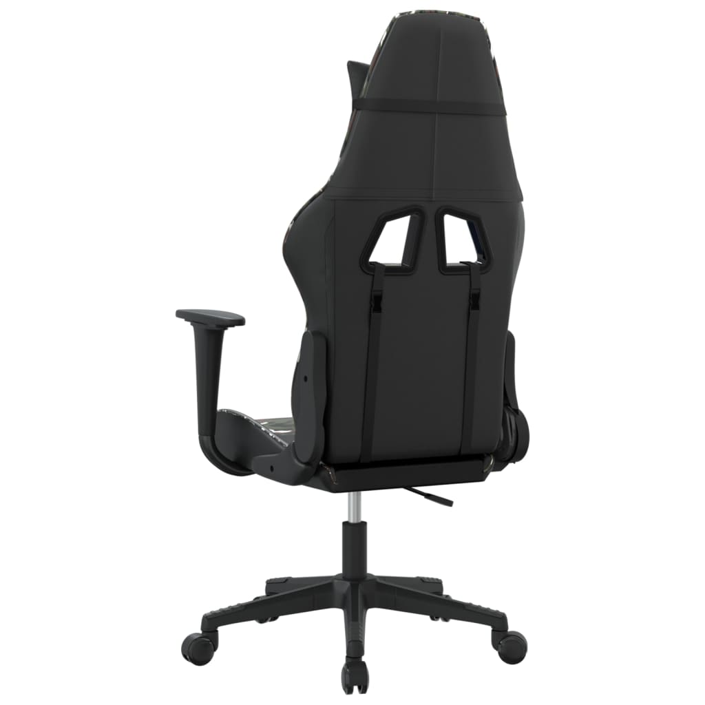 Gaming Chair Black and Camouflage Faux Leather, Metal, Plywood, Foam
