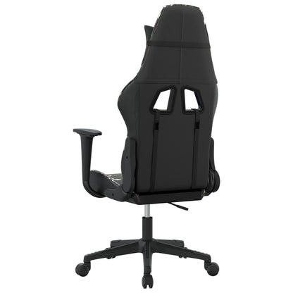 Gaming Chair Black and Camouflage Faux Leather, Metal, Plywood, Foam