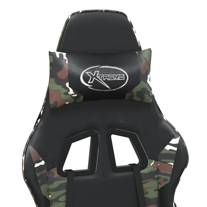 Gaming Chair Black and Camouflage Faux Leather, Metal, Plywood, Foam