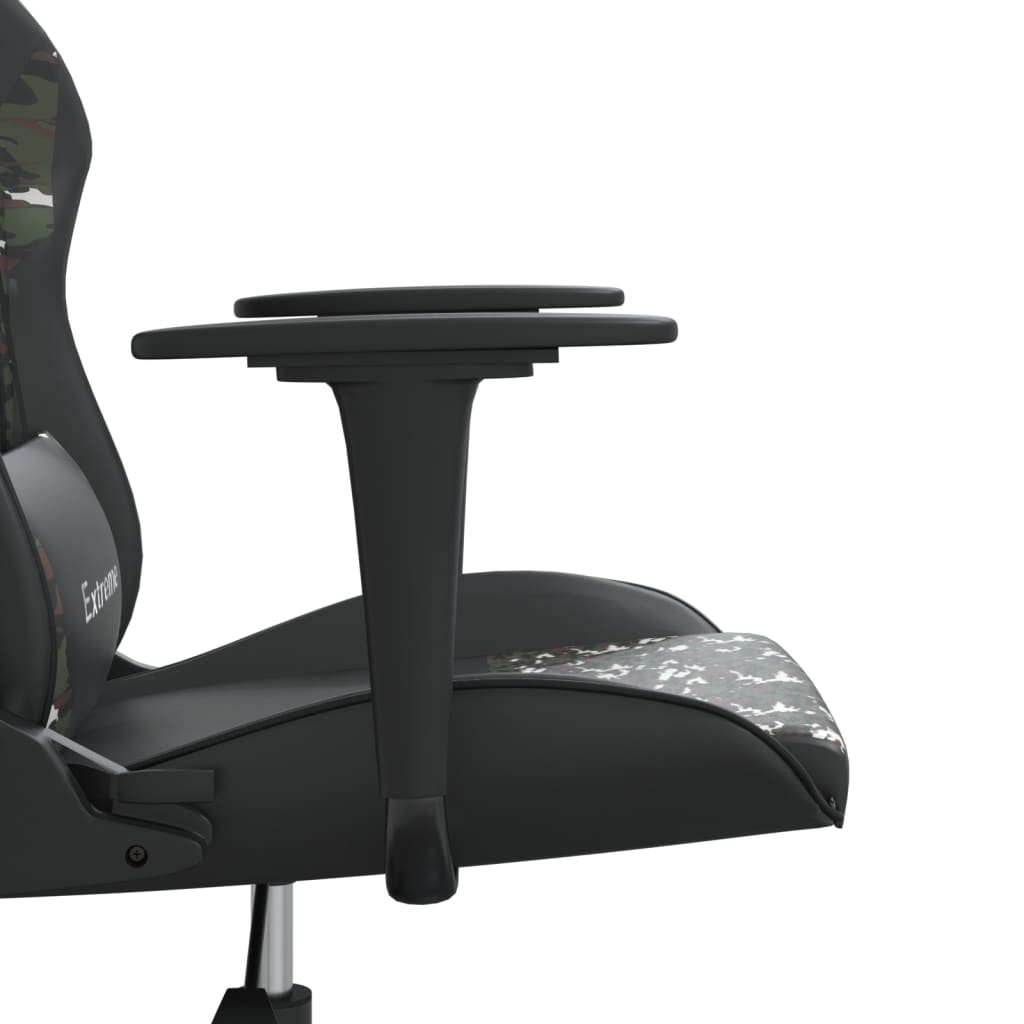 Gaming Chair Black and Camouflage Faux Leather, Metal, Plywood, Foam