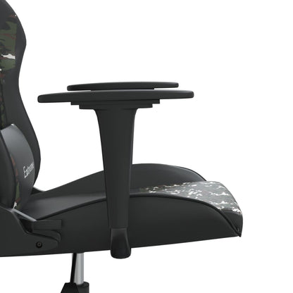 Gaming Chair Black and Camouflage Faux Leather, Metal, Plywood, Foam