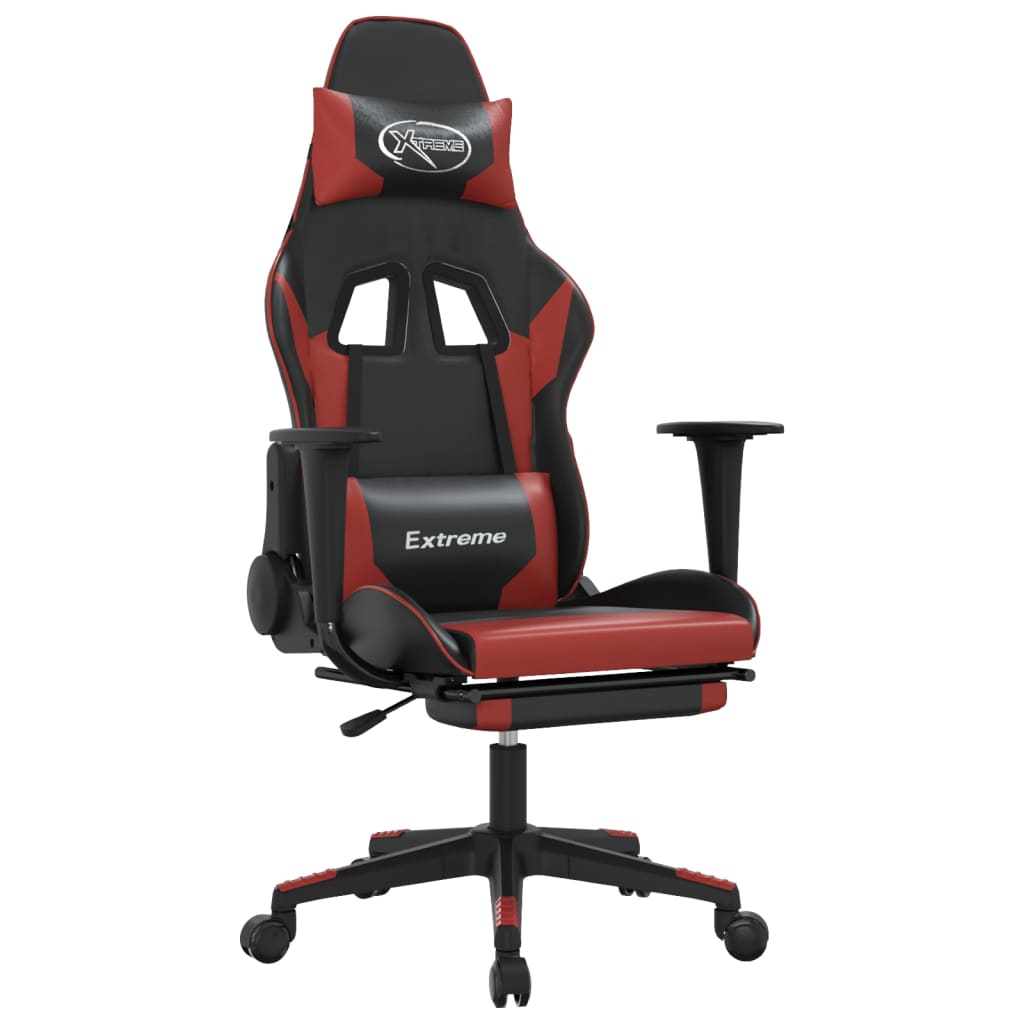 Gaming Chair Black and Wine Red Faux leather, Metal, Plywood Medium