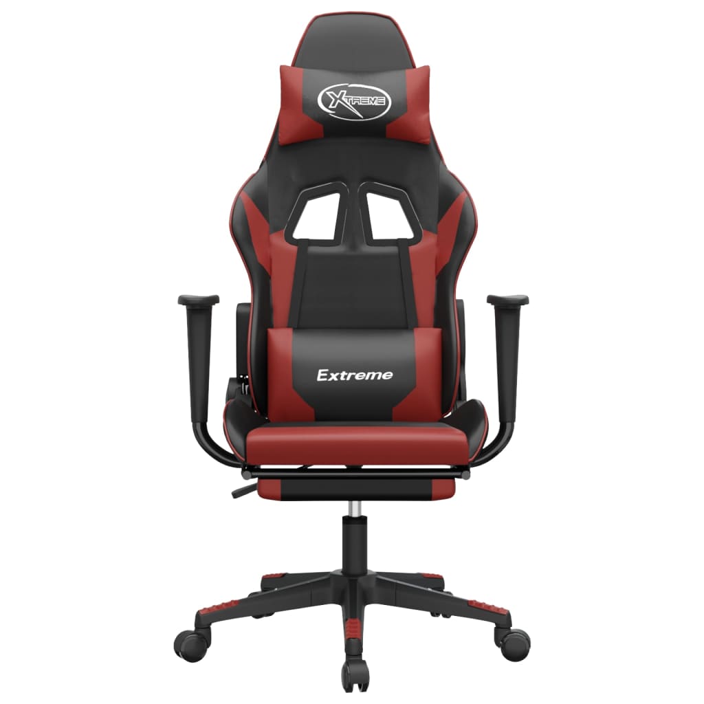Gaming Chair Black and Wine Red Faux leather, Metal, Plywood Medium
