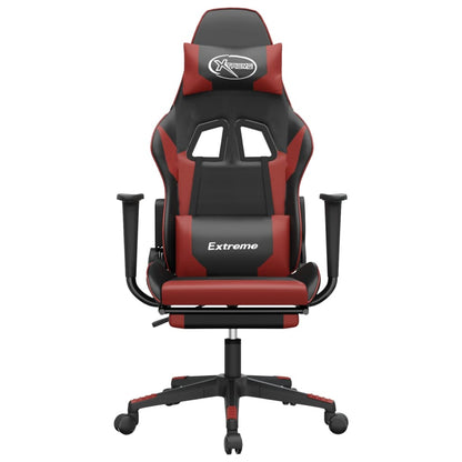 Gaming Chair Black and Wine Red Faux leather, Metal, Plywood Medium