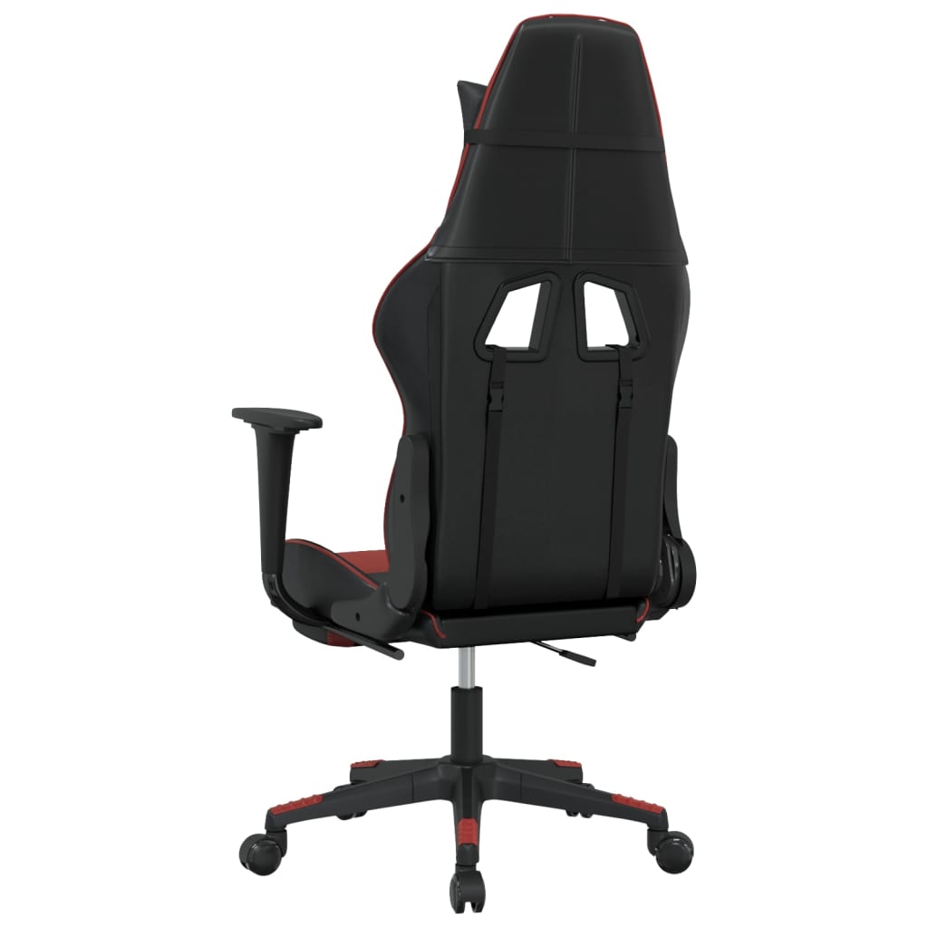 Gaming Chair Black and Wine Red Faux leather, Metal, Plywood Medium