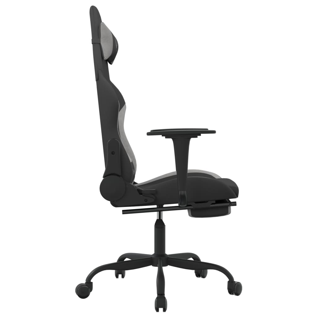 Gaming Chair with Footrest Black and Light Gray Fabric