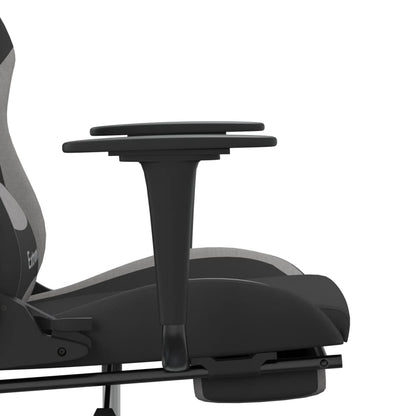 Gaming Chair with Footrest Black and Light Gray Fabric