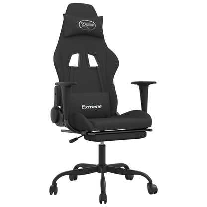 Gaming Chair with Footrest Black Fabric