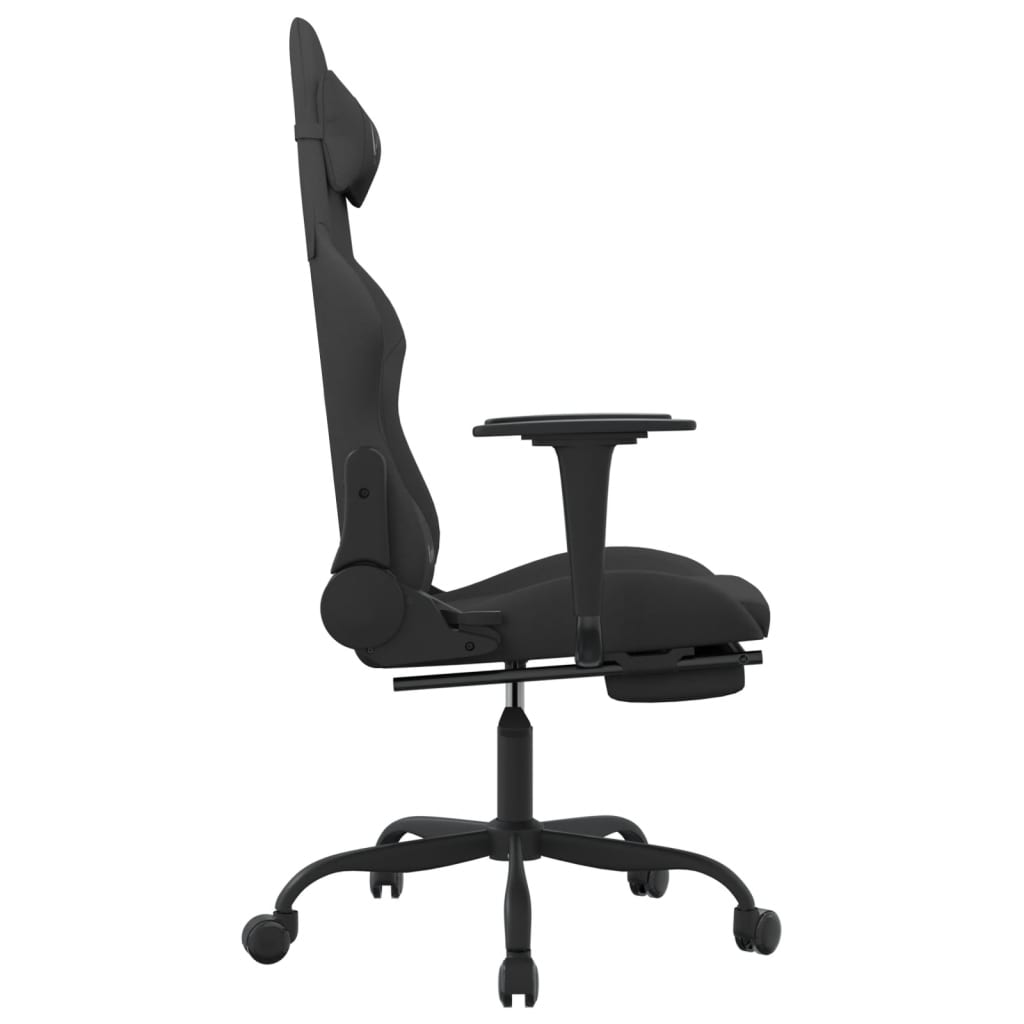 Gaming Chair with Footrest Black Fabric