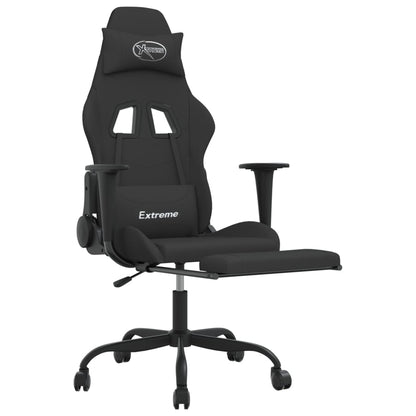 Gaming Chair with Footrest Black Fabric