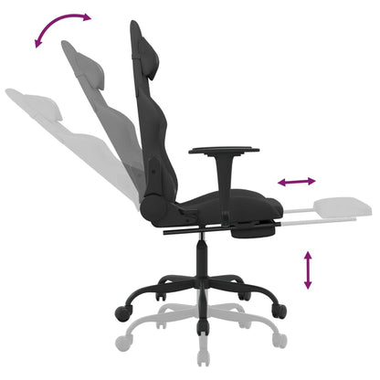 Gaming Chair with Footrest Black Fabric