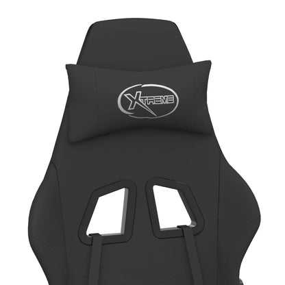 Gaming Chair with Footrest Black Fabric