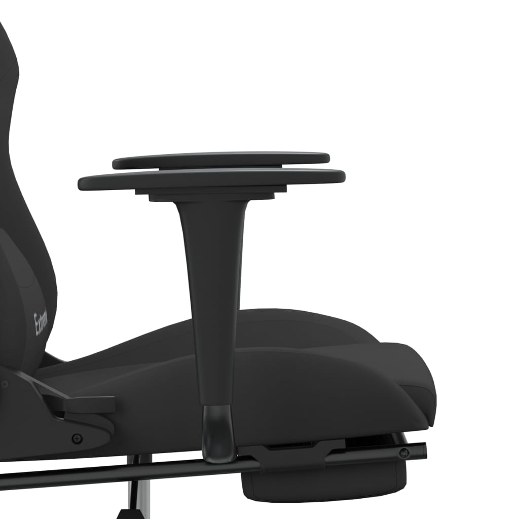 Gaming Chair with Footrest Black Fabric