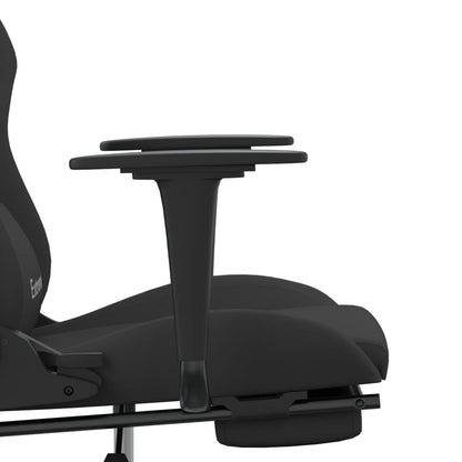 Gaming Chair with Footrest Black Fabric