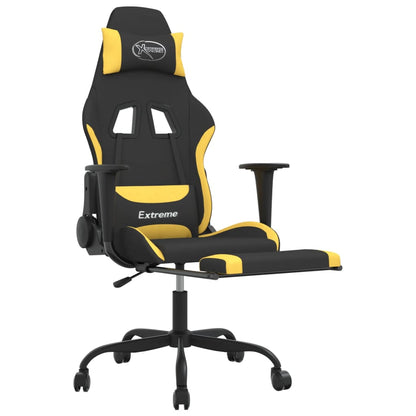 Gaming Chair Black and Yellow Polyester, Metal, Plywood, Foam