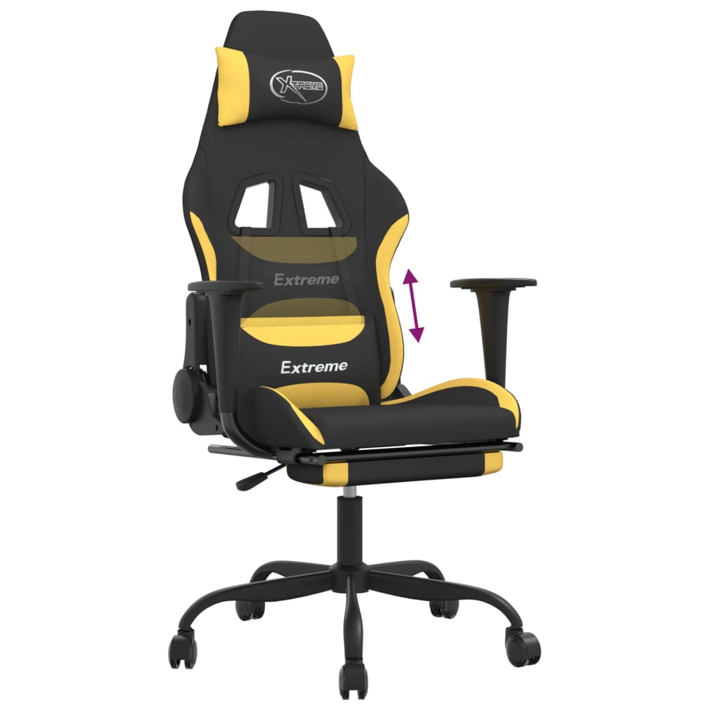 Gaming Chair Black and Yellow Polyester, Metal, Plywood, Foam