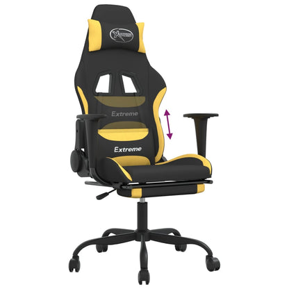 Gaming Chair Black and Yellow Polyester, Metal, Plywood, Foam