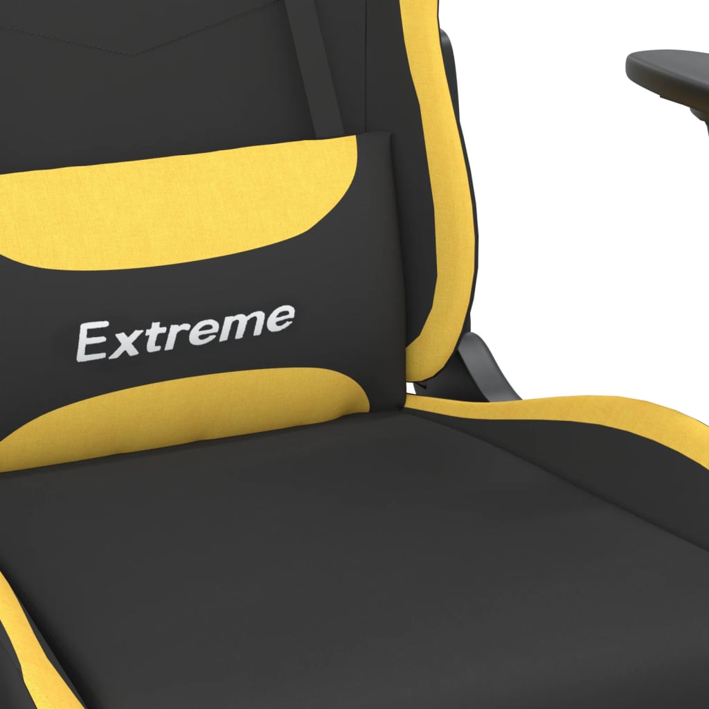 Gaming Chair Black and Yellow Polyester, Metal, Plywood, Foam