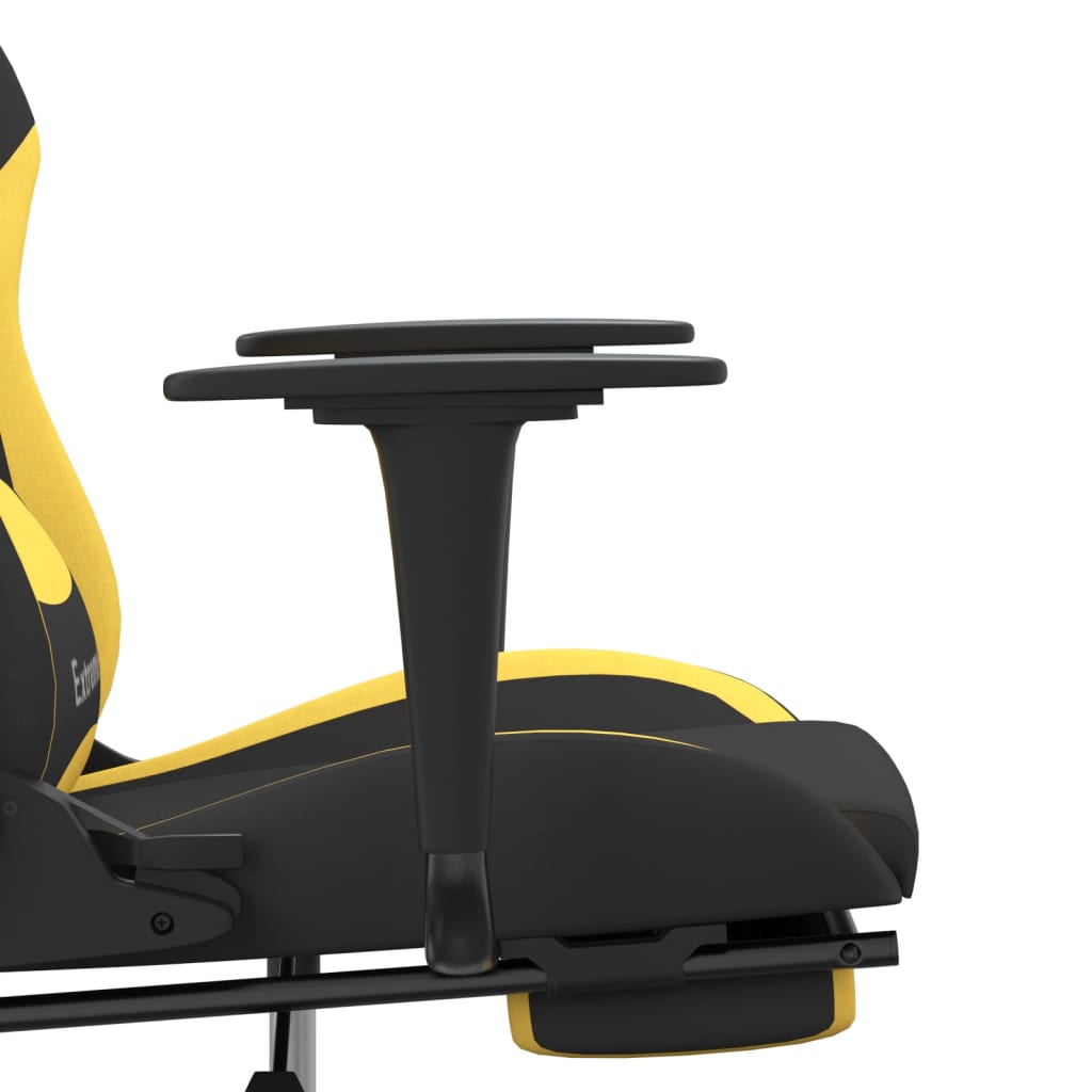 Gaming Chair Black and Yellow Polyester, Metal, Plywood, Foam