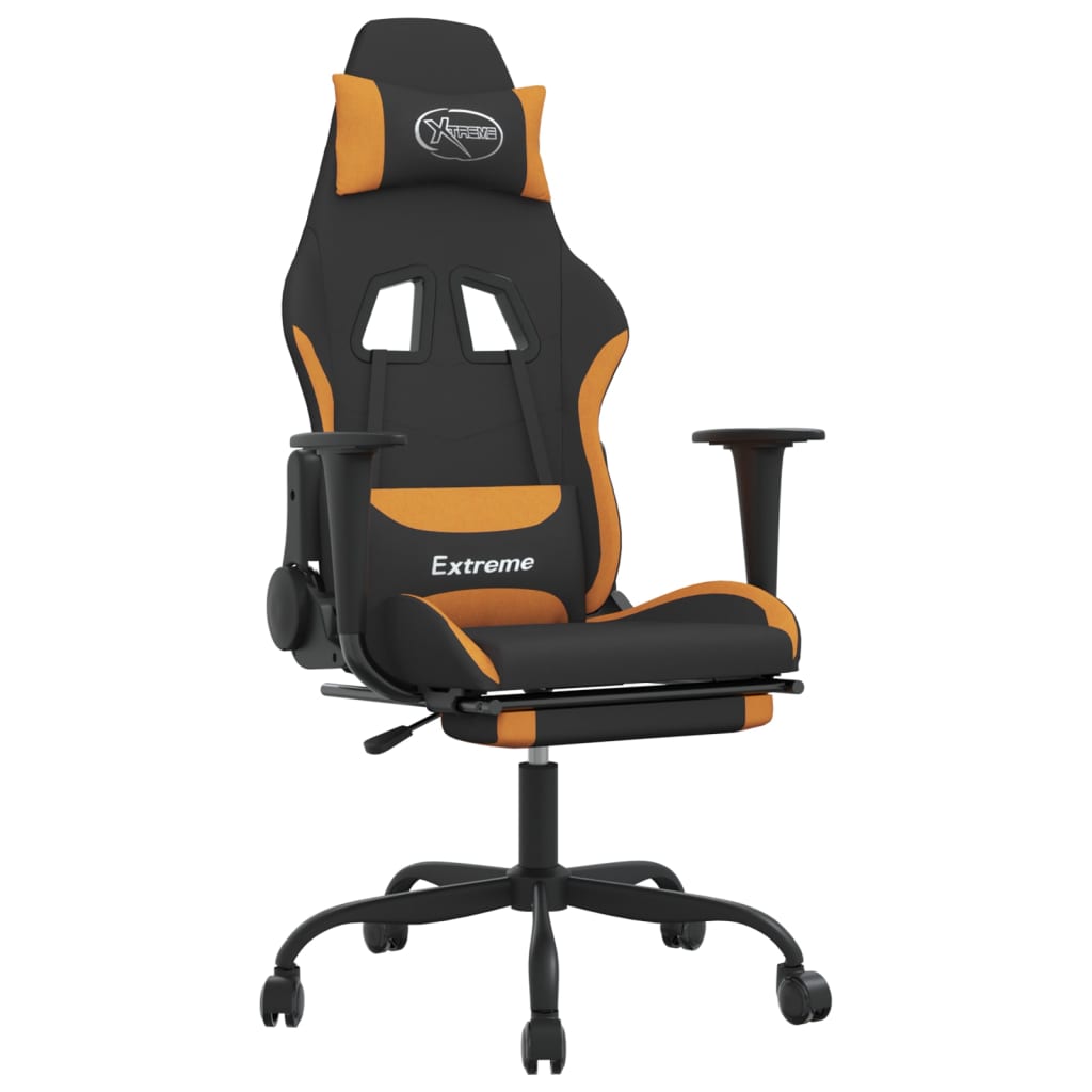 Gaming Chair Black and Orange Polyester, Metal, Plywood Adjustable
