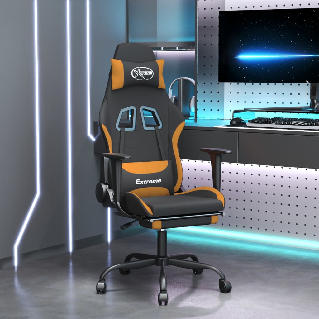 Gaming Chair Black and Orange Polyester, Metal, Plywood Adjustable