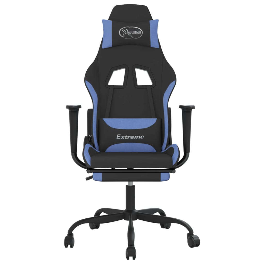 Gaming Chair Black and Blue Polyester fabric, metal, plywood, foam