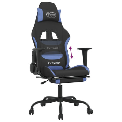 Gaming Chair Black and Blue Polyester fabric, metal, plywood, foam