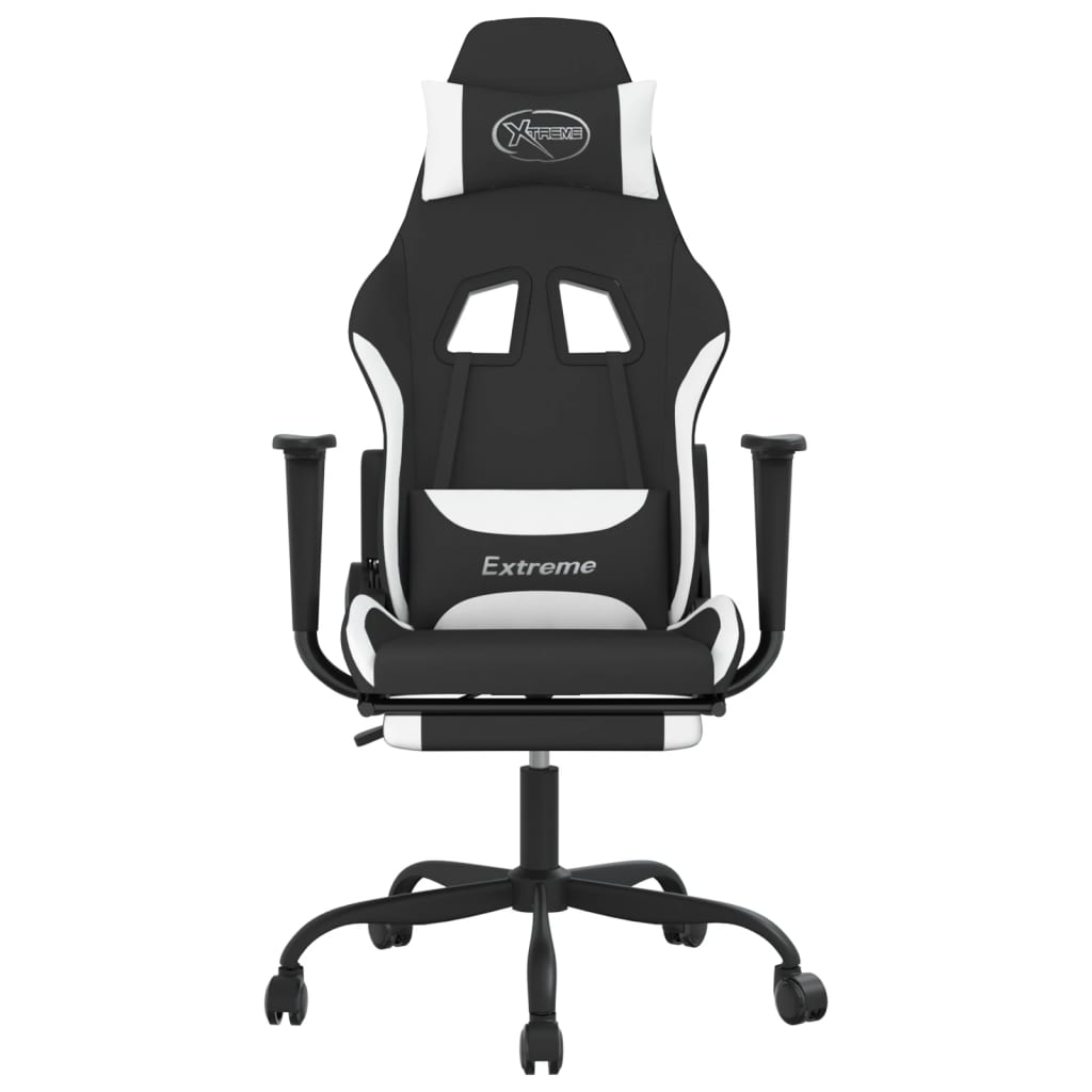Gaming Chair Black and White Fabric (100% polyester), metal, plywood