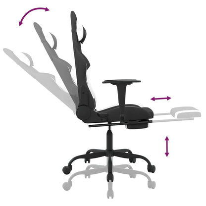 Gaming Chair Black and White Fabric (100% polyester), metal, plywood