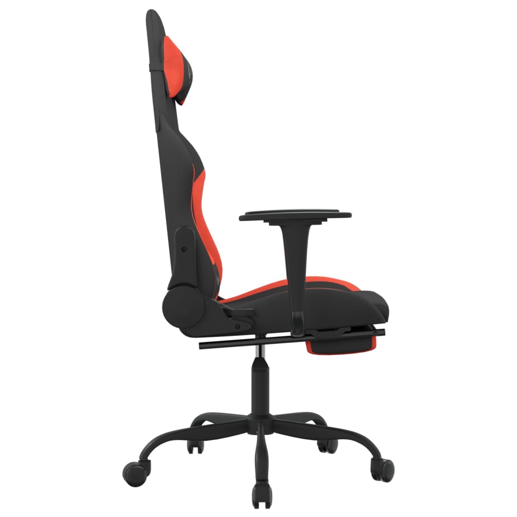 Gaming Chair with Footrest Black and Red Fabric